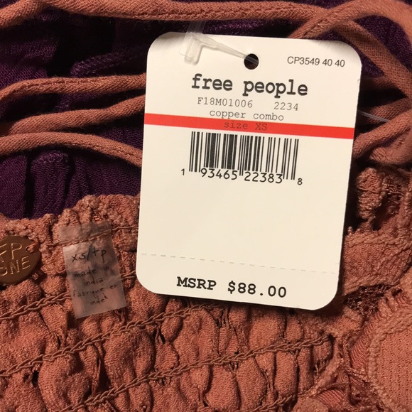 Free People Adella Slip Dress Copper Combo Size XS NWT - Picture 8 of 8